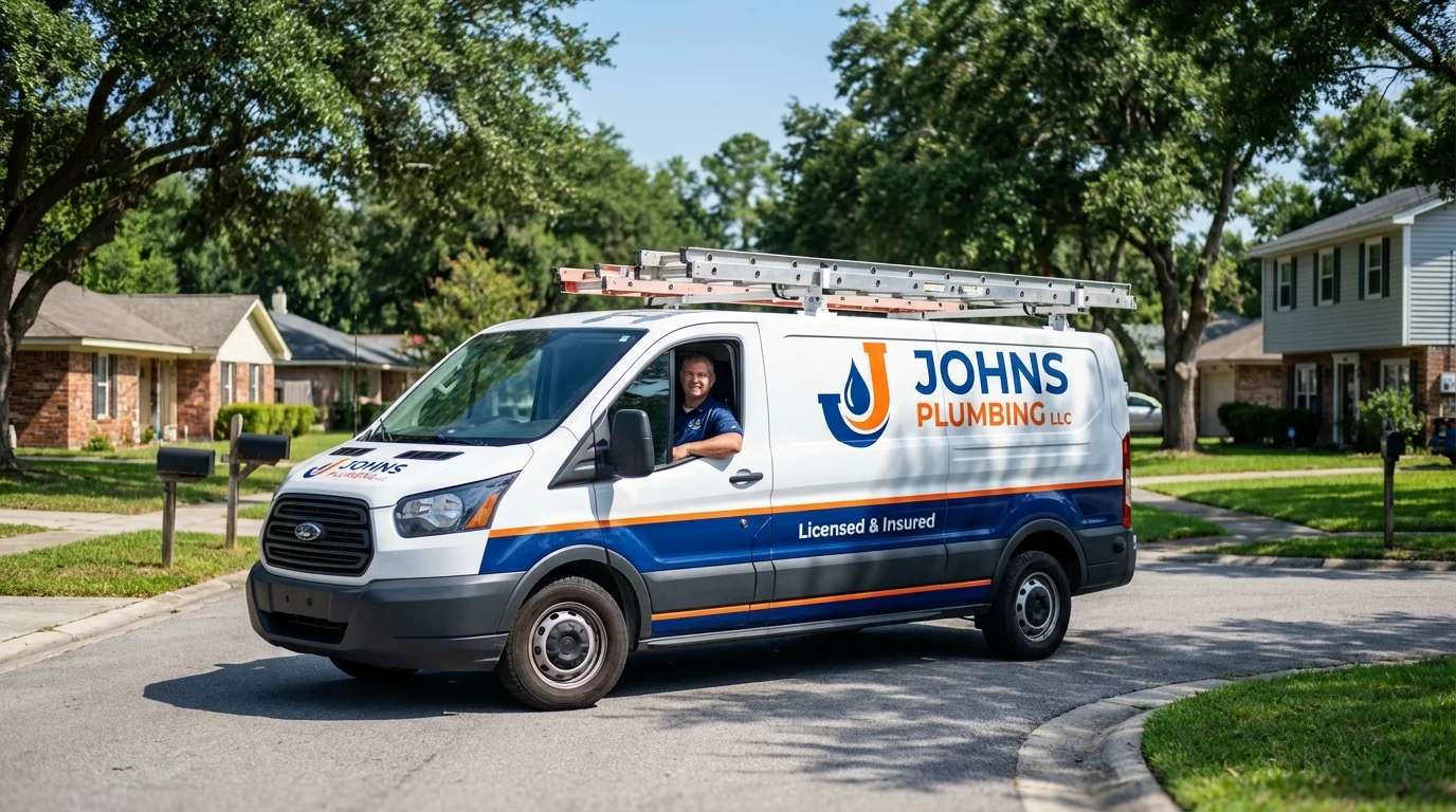 Johns Plumbing LLC service van in Jerseyville, IL