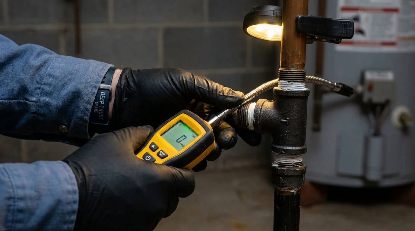 Gas leak detection with electronic sniffer by Johns Plumbing LLC in Jerseyville