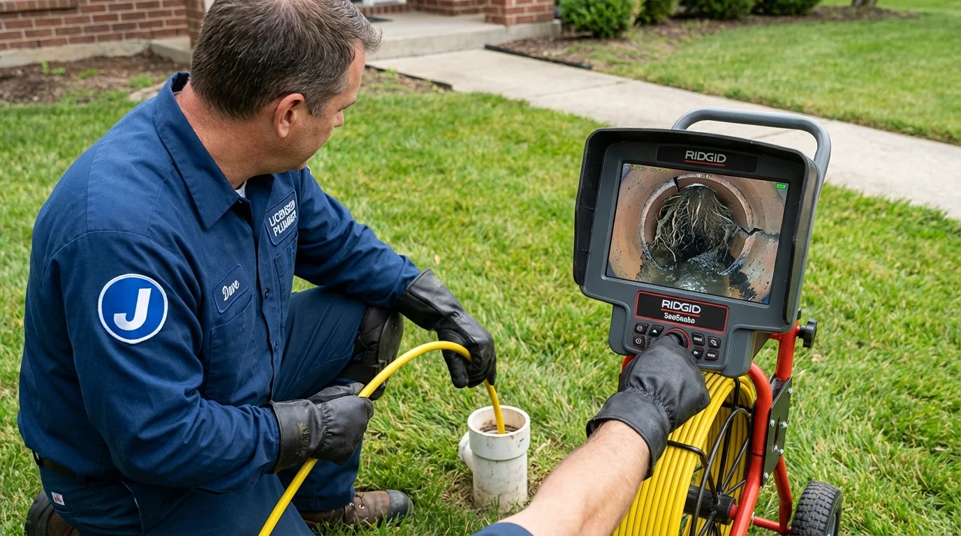 Sewer camera inspection being performed by Johns Plumbing LLC in Jerseyville
