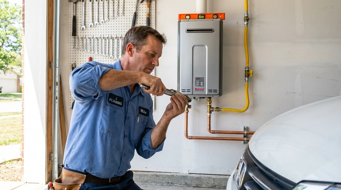 Tankless water heater installation by a Johns Plumbing LLC plumber in Jerseyville